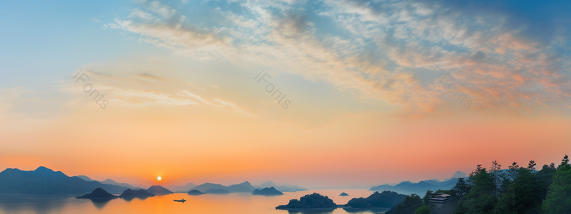 夕阳醉美千岛湖水库湖面唯美壁纸,高清,摄影图,摄影图片,图片大全,摄影图免费下载